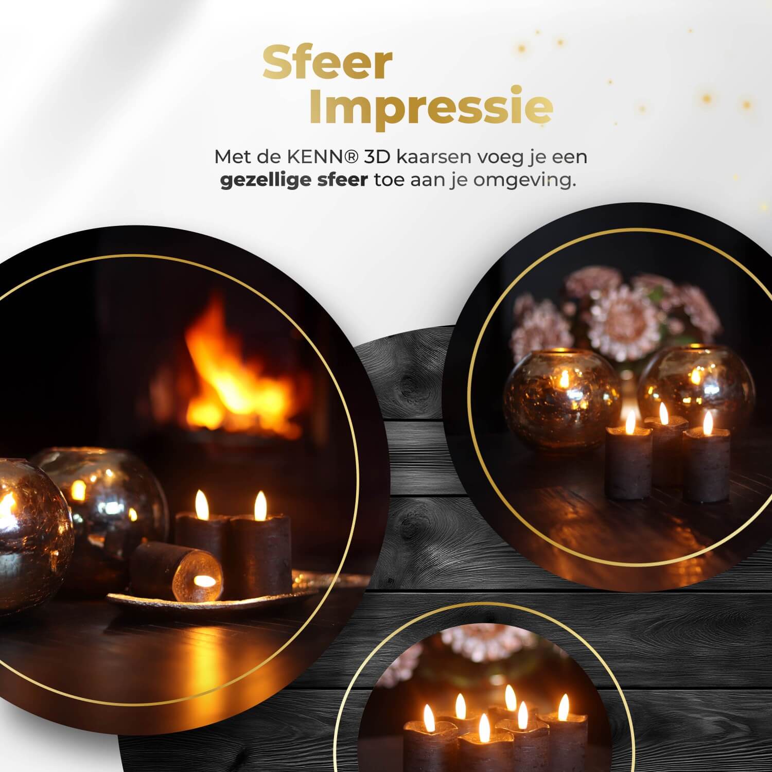 KENN® 3D LED Stompkaarsen - Zwart (Automatische Timer)