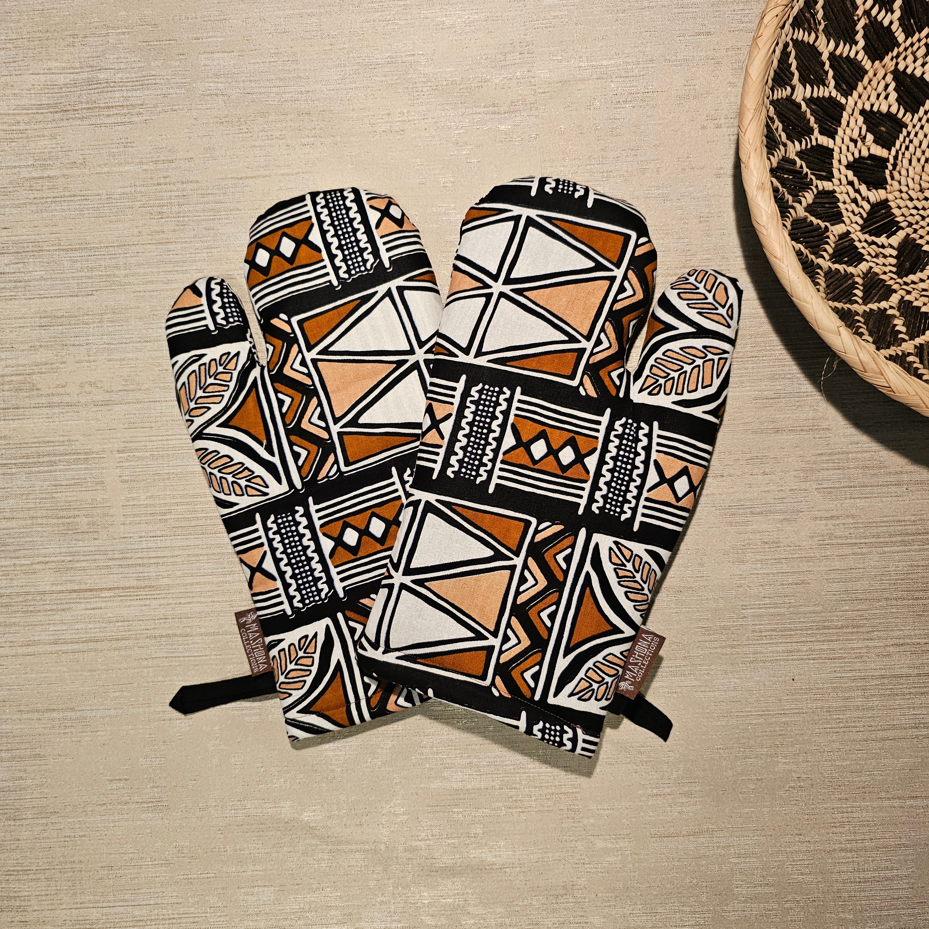 Apron and Matching Oven Gloves Set | 100% Cotton African Print Fabric