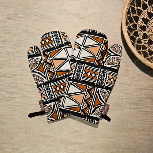 Apron and Matching Oven Gloves Set | 100% Cotton African Print Fabric