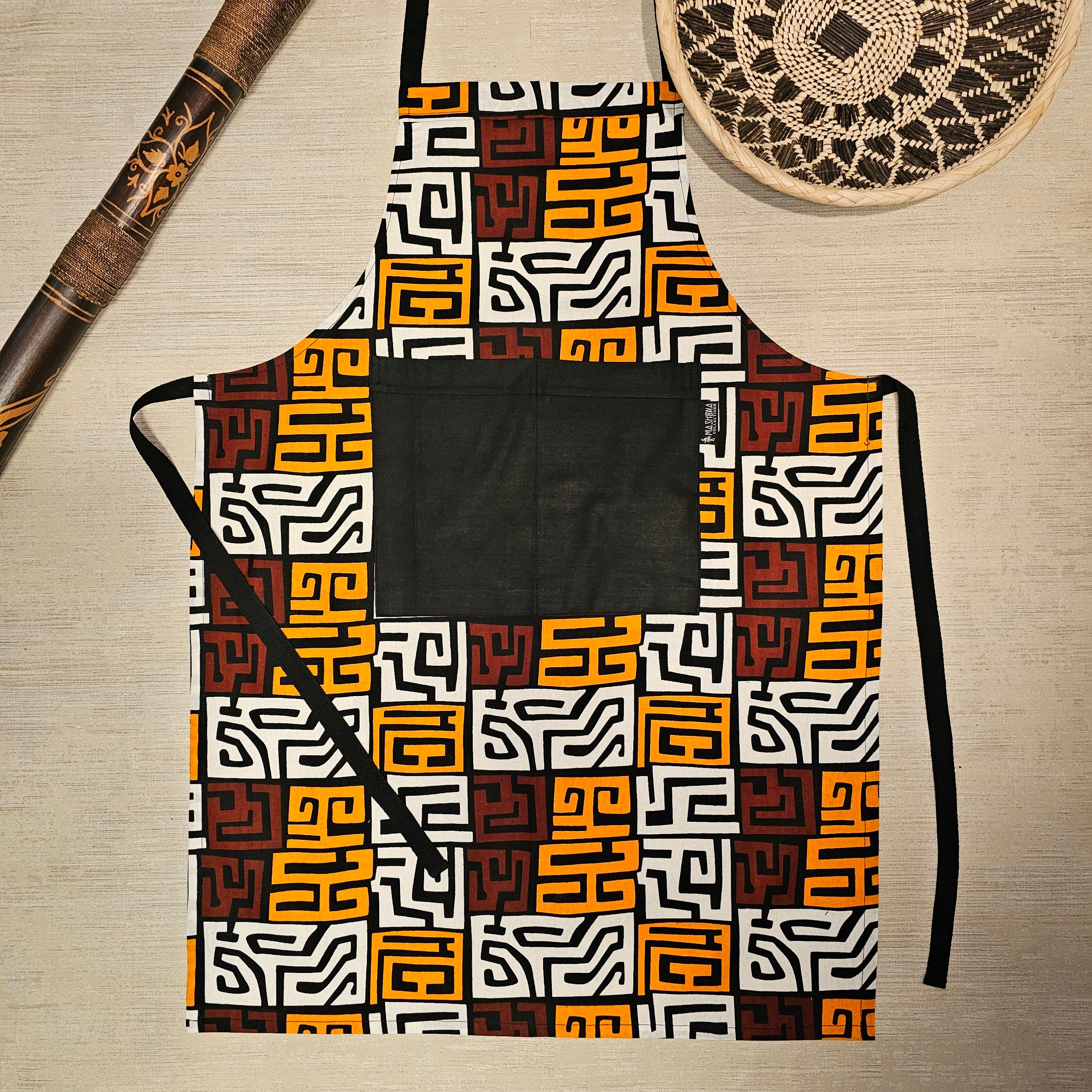 Handmade African Print Apron with Pocket | 100% Cotton Fabric