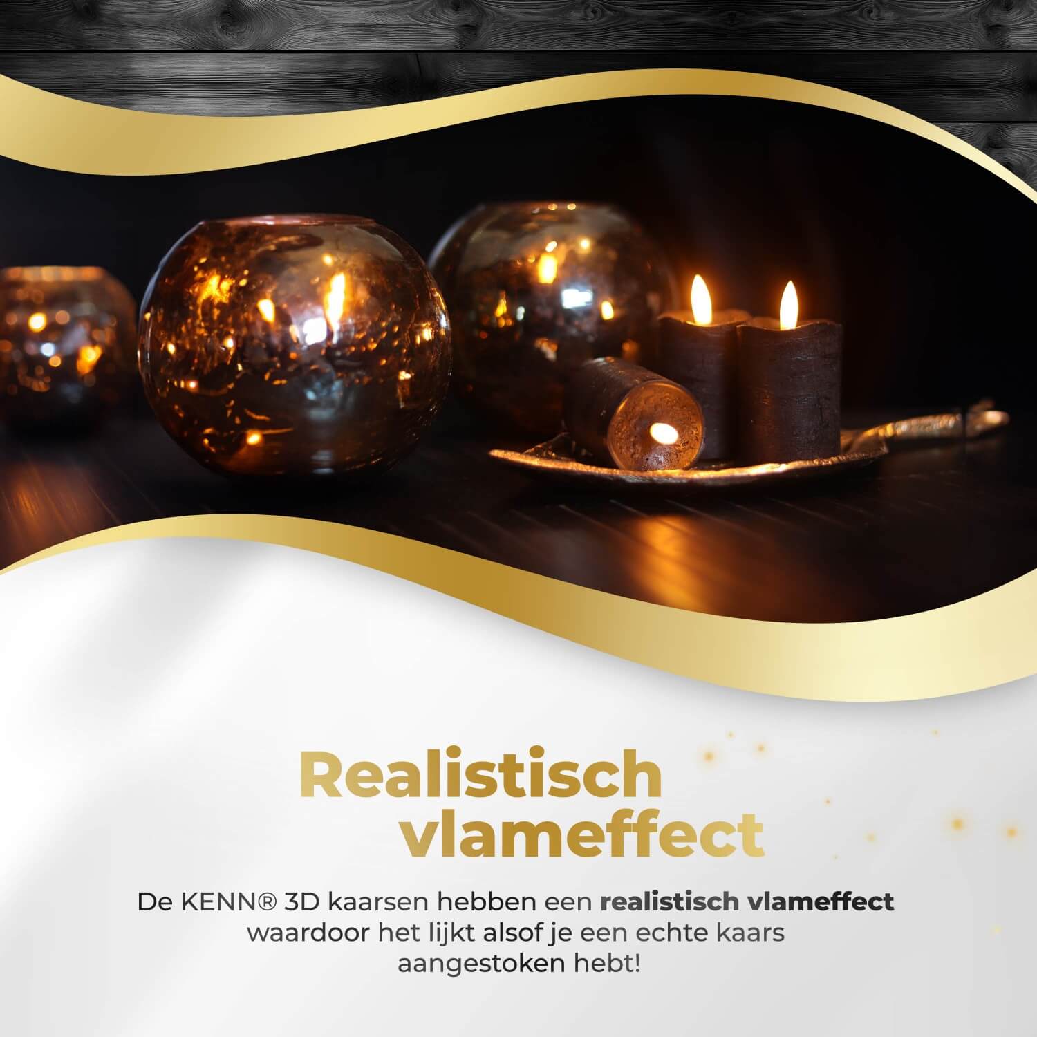 KENN® 3D LED Stompkaarsen - Zwart (Automatische Timer)