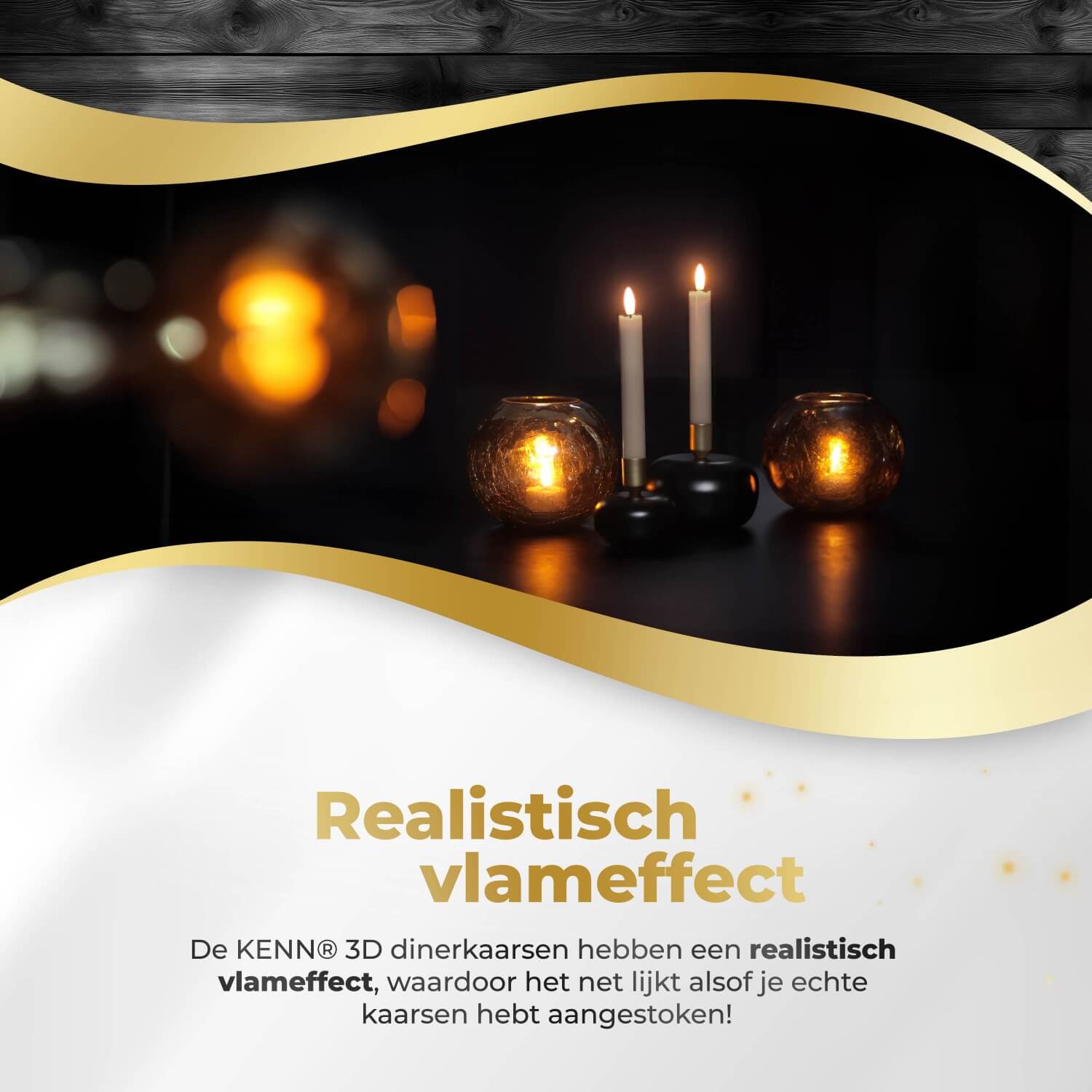 KENN® LED Diner- Kaarsenbundel - Set van 4 - Taupe