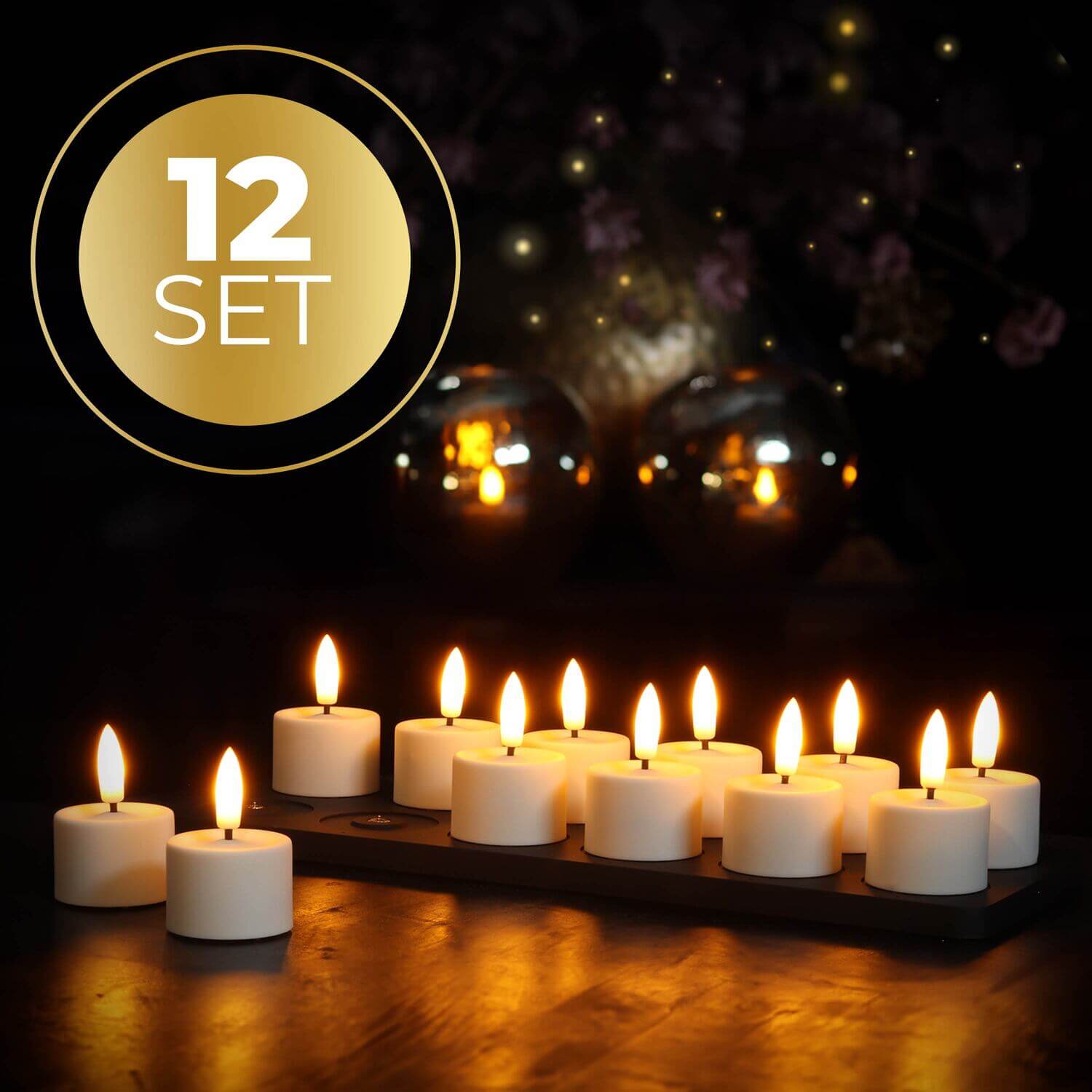 KENN® GlowPro™ 3D Oplaadbare Waxinelichtjes - Set van 12 - Tot 350 Branduren (AT)